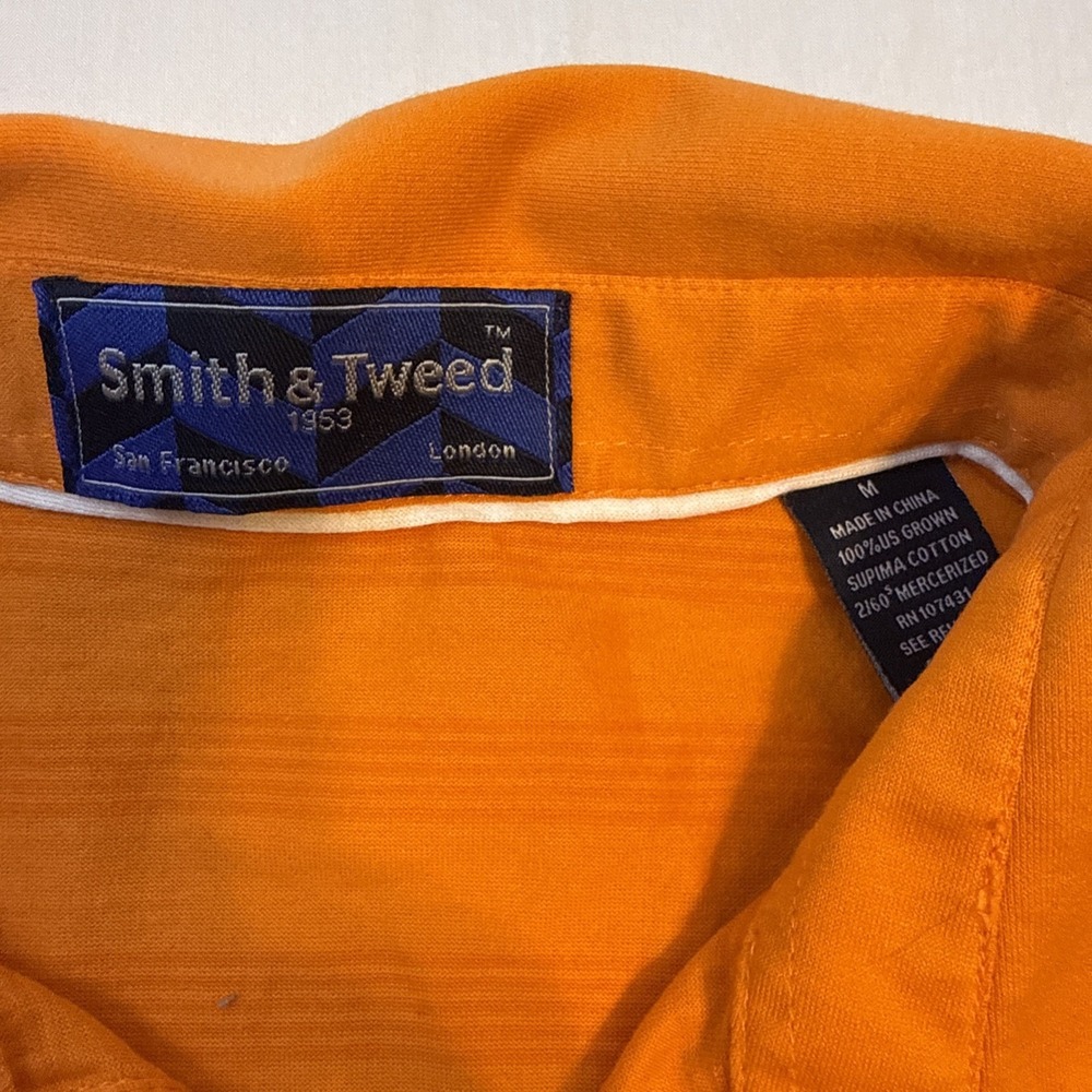 Smith & Tweed Men's MEDIUM  Polo Shirt   ORANGE 100% Pima cotton EUC - Picture 3 of 7